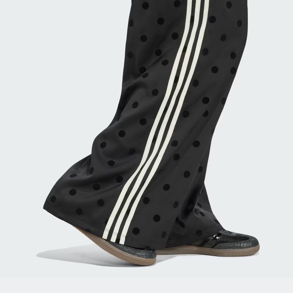 Adidas Black Polka Dot Wide Leg Track Pants Medium